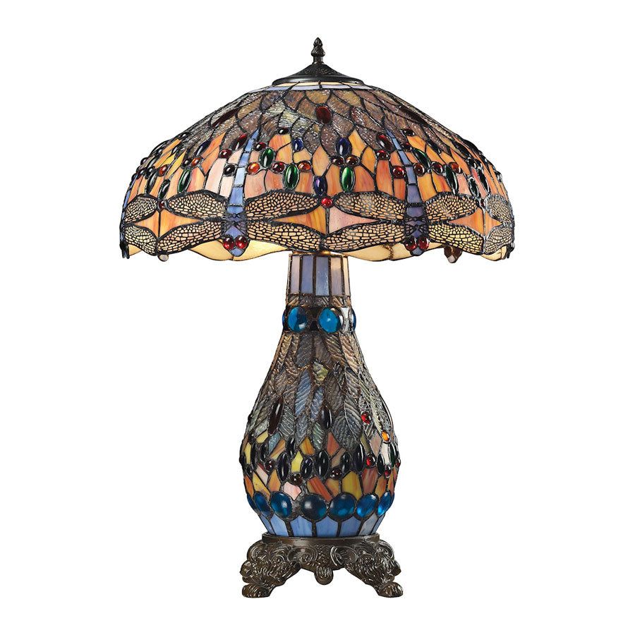 26" Dragonfly Collection 3 light table lamp in Dark Bronze