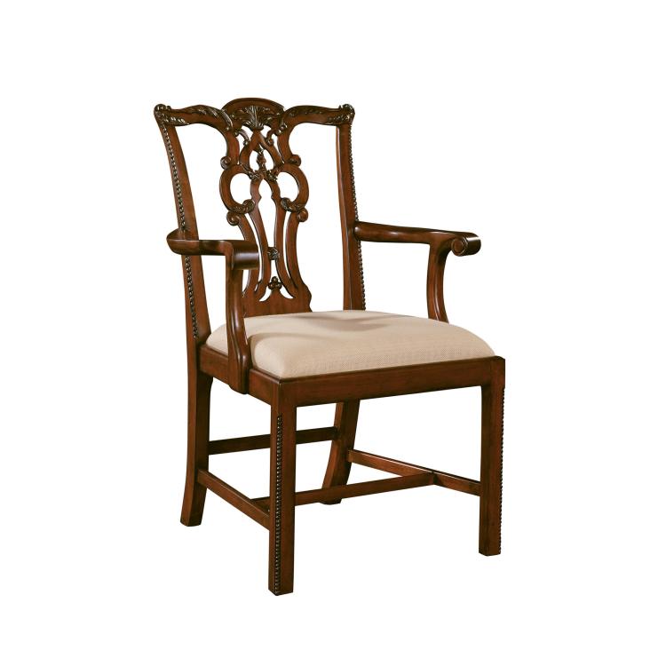 MASSACHUSETTS AGED REGENCY ARM CHAIR