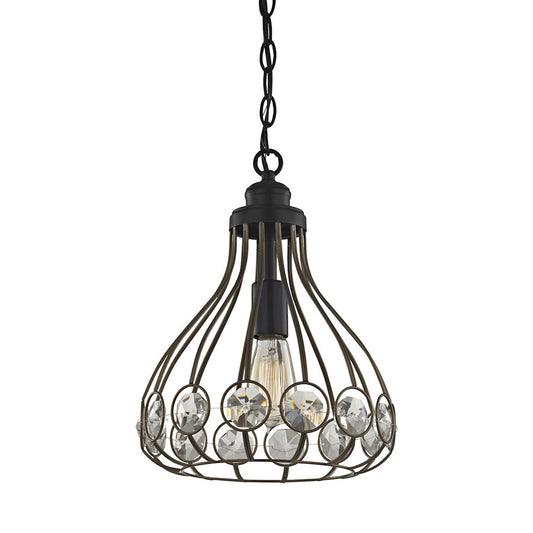 Crystal Web 1 Light Penant in Bronze Gold and Matte Black with Clear Crystal