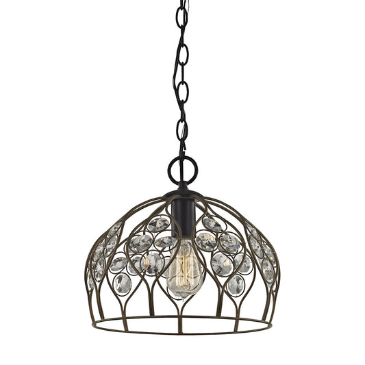 Crystal Web 1 Light Penant in Bronze Gold and Matte Black with Clear Crystal