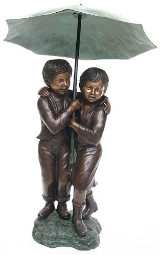 CHILDREN UNDER UMBRELLA (CAST IN BRONZE -FOUNTAIN)