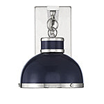 Corning 1-Light Wall Sconce in Navy with Polished Nickel Accents