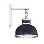 Corning 1-Light Wall Sconce in Navy with Polished Nickel Accents