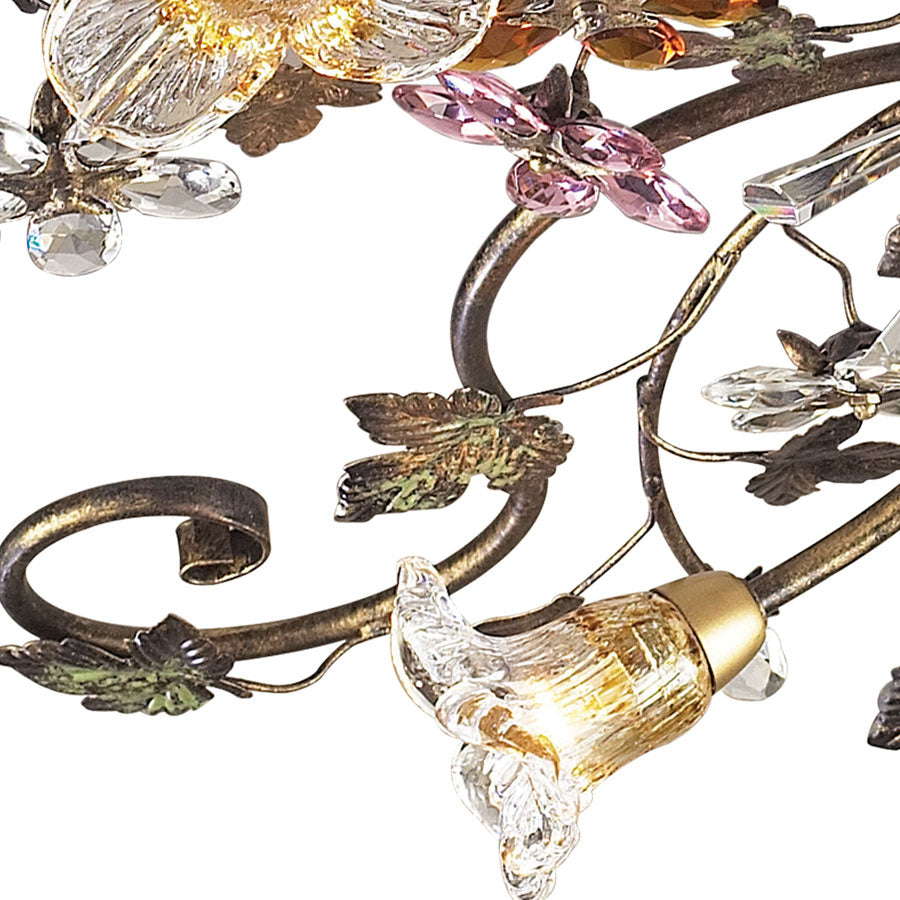 Brillare Collection 4-Light Flush Mount Highlighted By Multi-Colored Crystal Flo