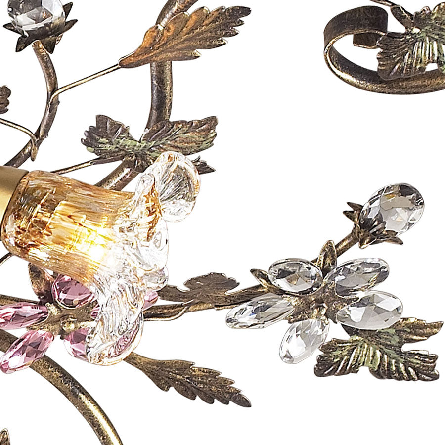 Brillare Collection 4-Light Flush Mount Highlighted By Multi-Colored Crystal Flo