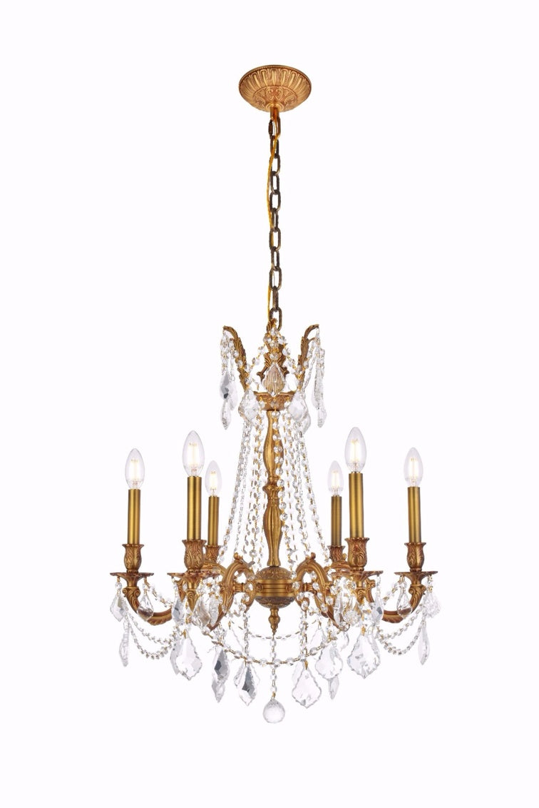 Rosalia 6 light French Gold Chandelier Clear Royal Cut Crystal