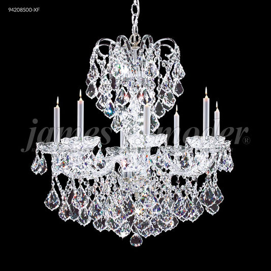 Vienna 8 Glass Arm Chandelier - Swarovski crystals Trad'l Trim