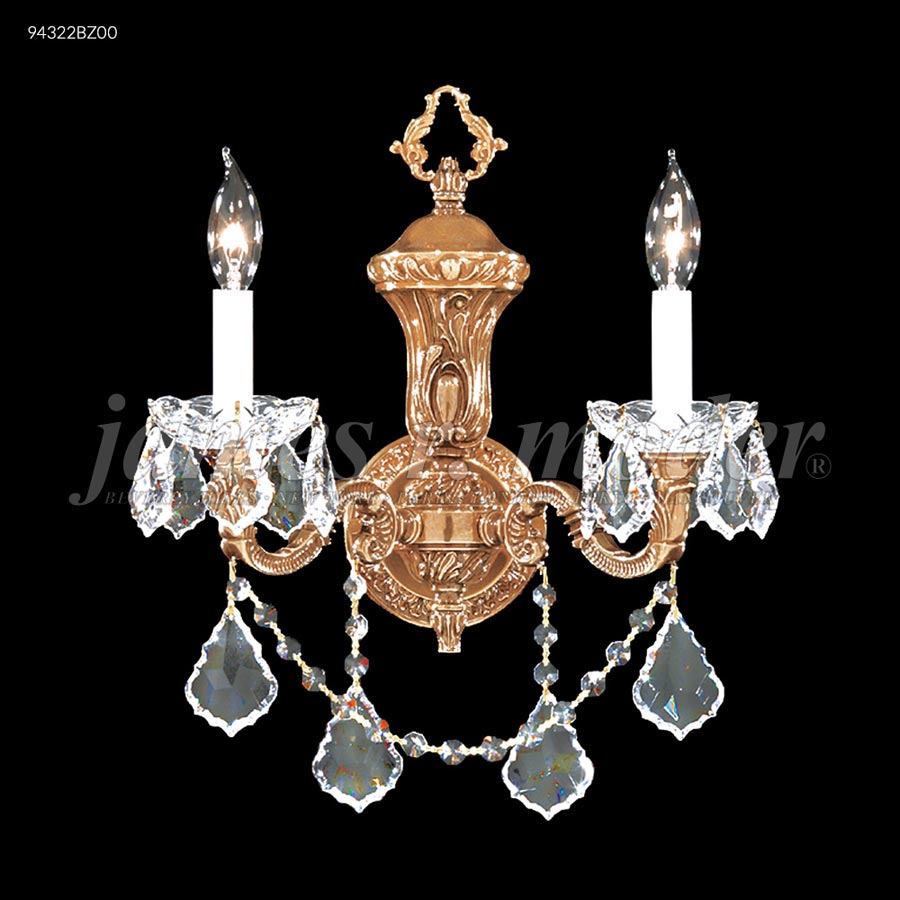 Madrid Cast Brass 2 Light Wall Sconce - Swarovski crystals (Clear)