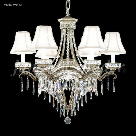 Dynasty Cast Brass 6 Arm Chandelier  - SPECTRA CRYSTAL by Swarovski -Clear