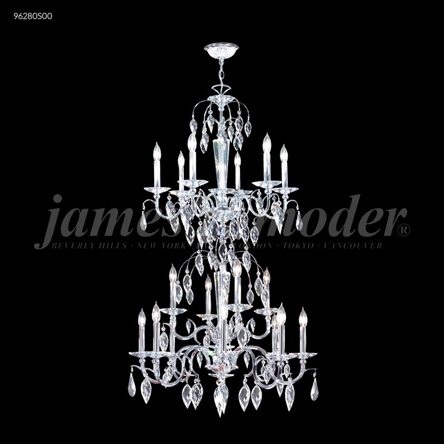 Sculptured Leaf 18 Arm Entry Chand. - Swarovski crystals (Clear)