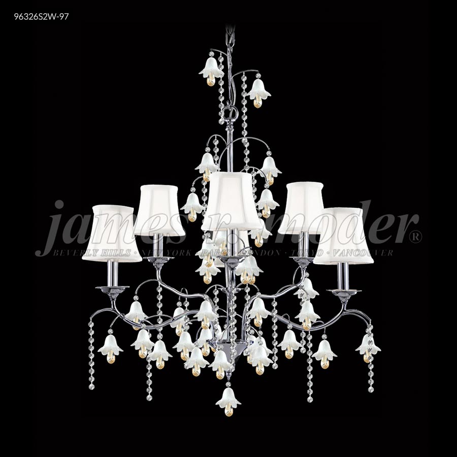 Murano Collection 6 Arm Chandelier - SPECTRA Clear w/Amber Bells