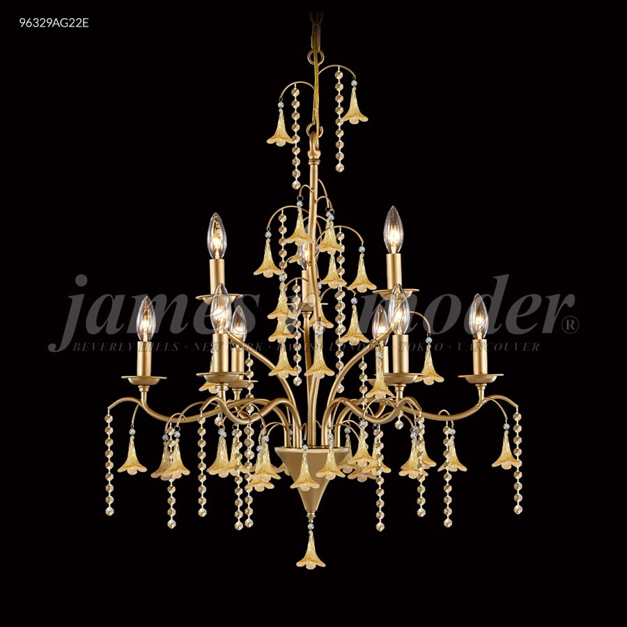 Murano Collection 9 Arm Chandelier - IMPERIAL Clear w/White Bells