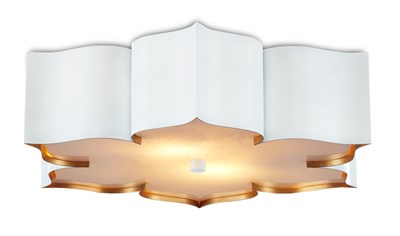 Grand Lotus White Flush Mount
