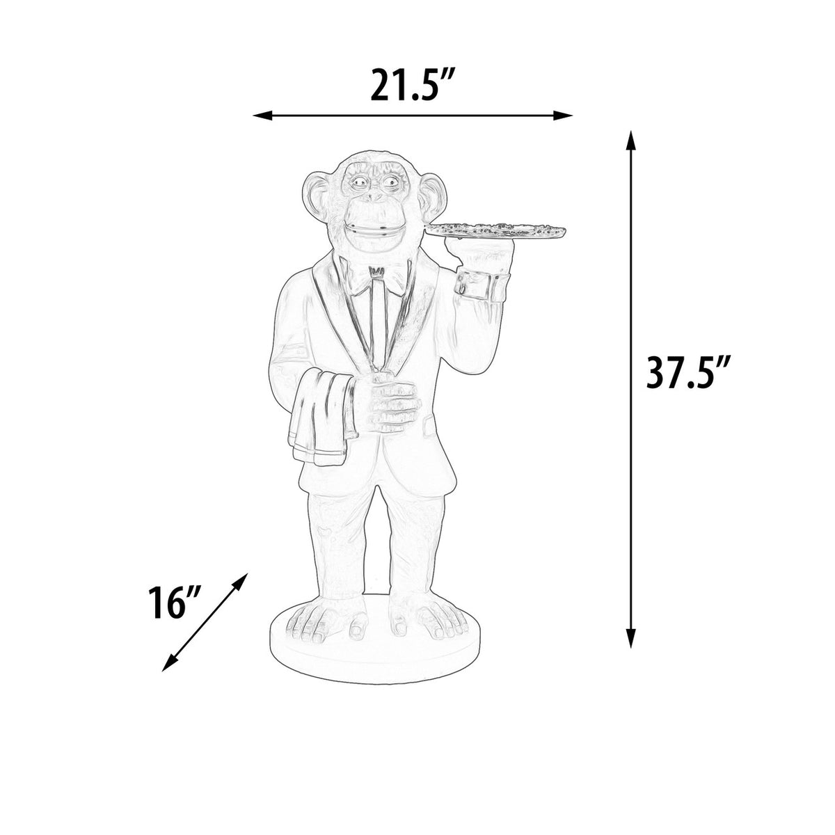 Chimp Waiter 37.5" Tall