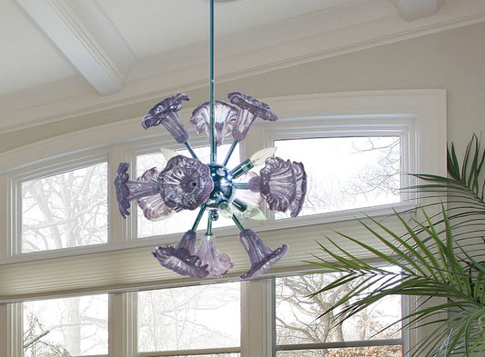 Yuri Purple 6-Light 20"W Hand Blown Art Glass Hanging Fixture