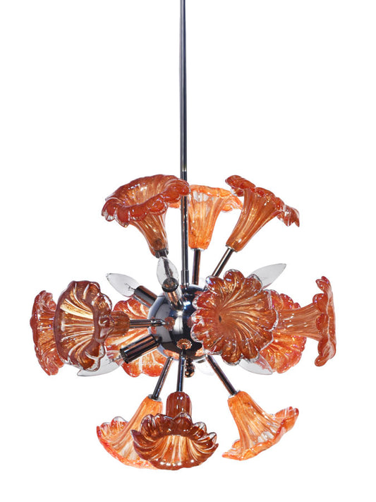 Yuri Orange 6-Light 20"W Hand Blown Art Glass Hanging Fixture