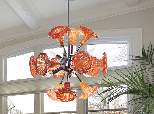 Yuri Orange 6-Light 20"W Hand Blown Art Glass Hanging Fixture
