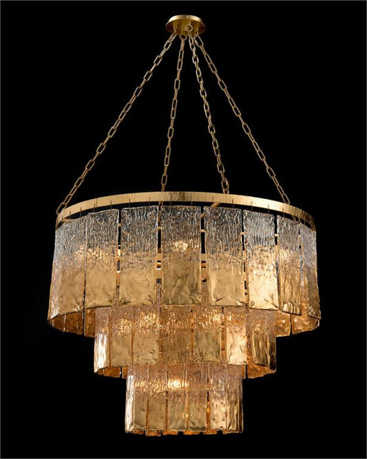 TWILIGHT SIXTEEN-LIGHT SLUMPED GLASS CHANDELIER