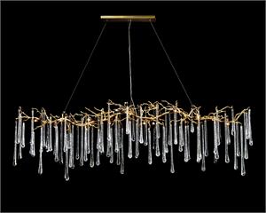 Glass Teardrop Fourteen-Light Horizontal Chandelier