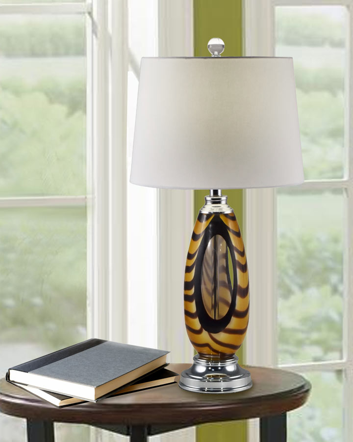 Bengal Tiger 28.25"H Art Glass Table Lamp