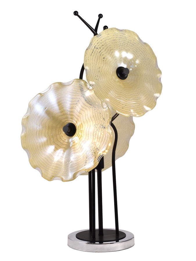 Beige Feather 27"H Hand Blown Art Glass Table Lamp