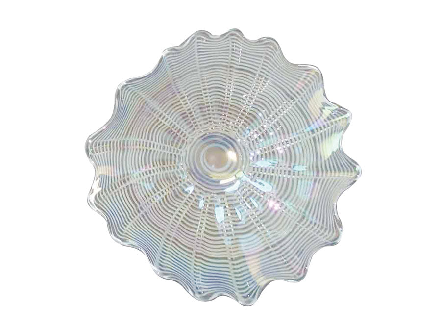 White Feather 9"D Hand Blown Art Glass Wall Decor