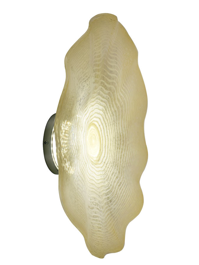 Beige Feather 20"D LED Art Glass Wall Light Fixture