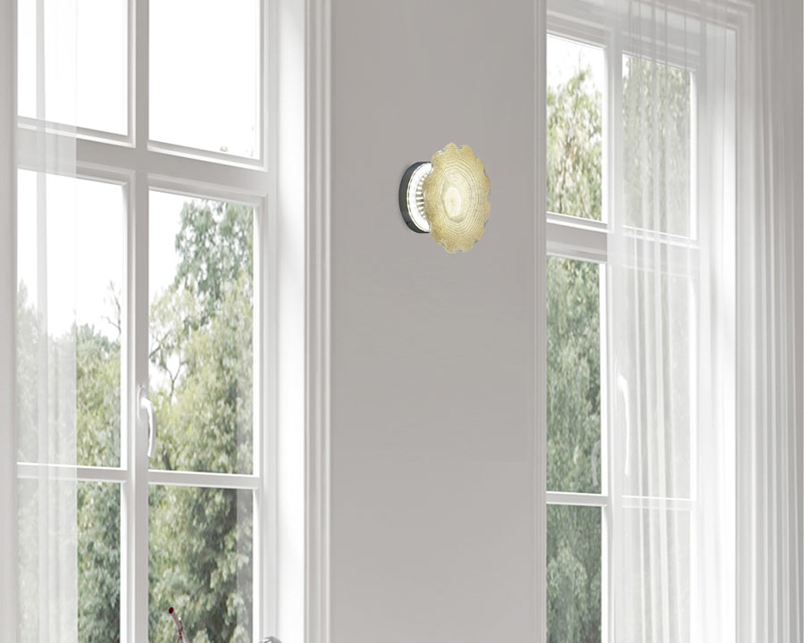 Beige Feather 9"D LED Art Glass Wall Light Fixture