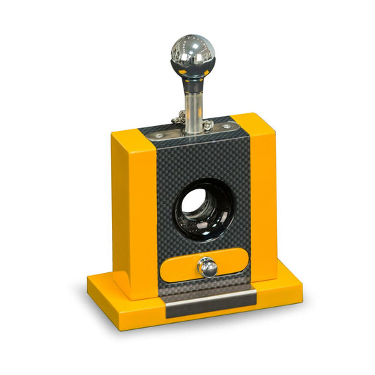 Table Top Cigar Cutter with Drawer Yellow & "Carbon Fiber" Color