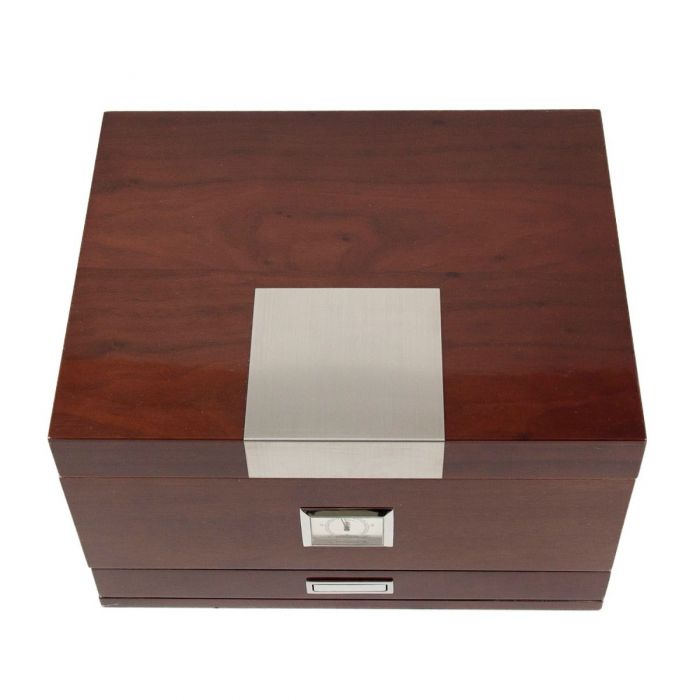 Lacquered "Walnut" Wood 60 Cigar Humidor 