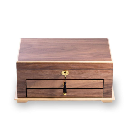 WALNUT LACQUERED WOOD JEWELRY BOX
