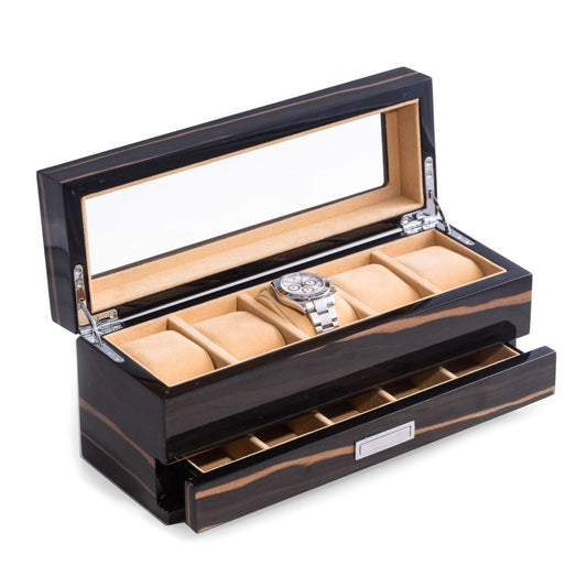 shiny lacquered ebony wood watch box