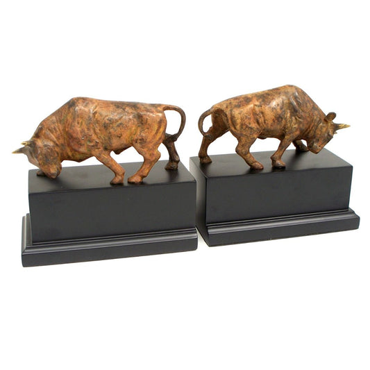 Brass Double Bull Bookends