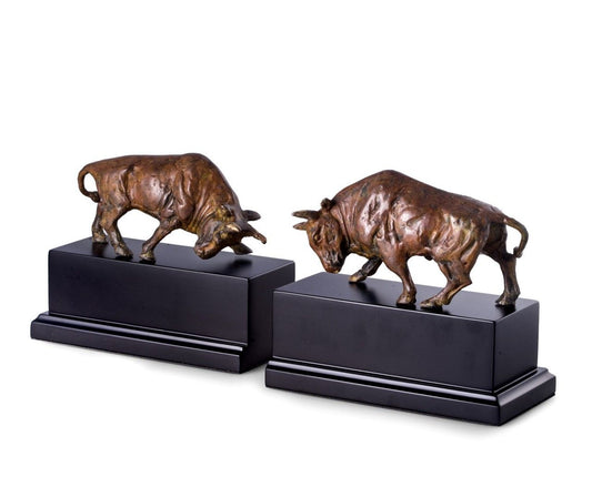 Brass Double Bull Bookends