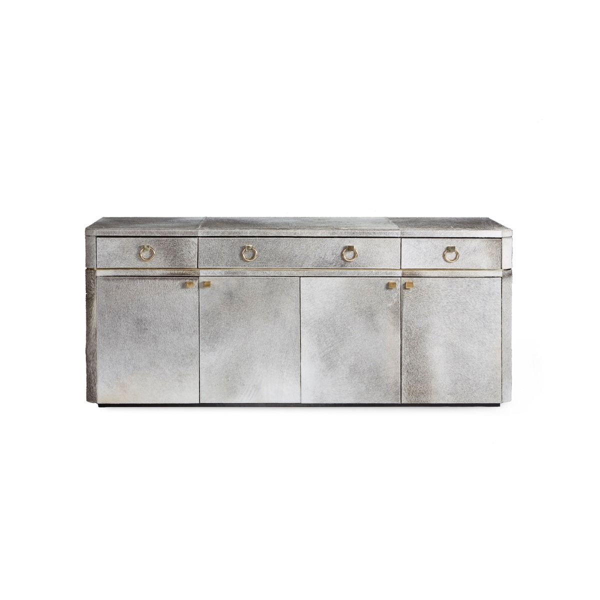 3-DRAWER & 4-DOOR CABINET, GRAY HAIR ON HIDE