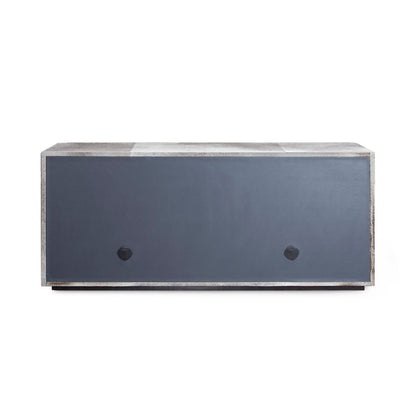 3-DRAWER & 4-DOOR CABINET, GRAY HAIR ON HIDE