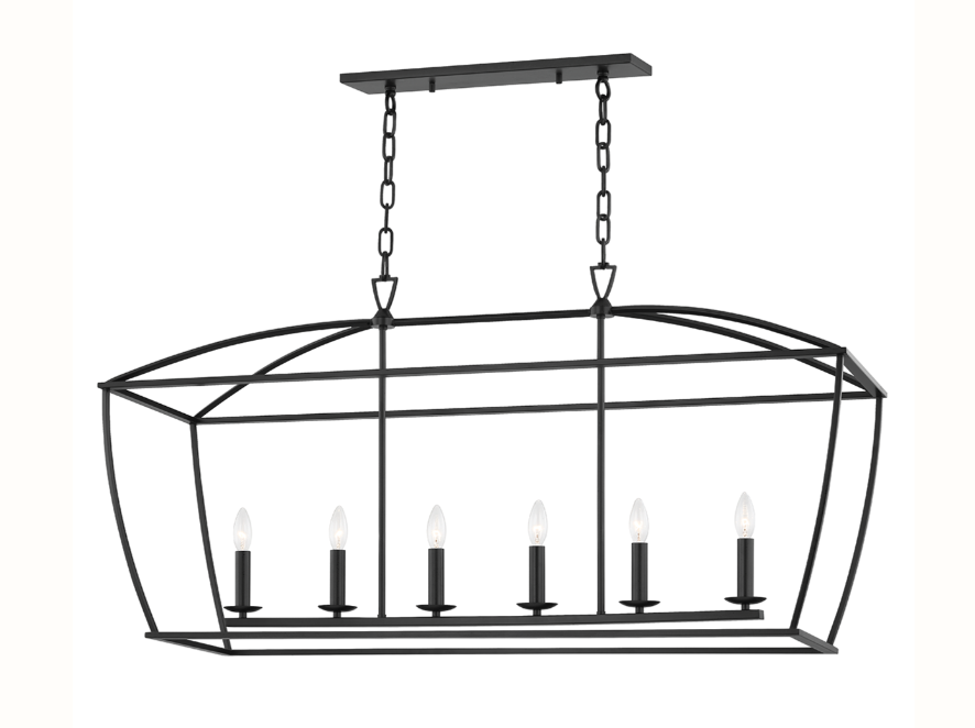 Aged Iron Finished Linier 6 Light Chandelier
