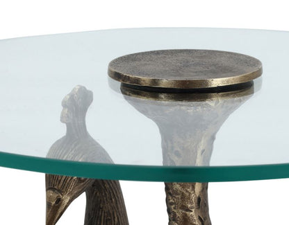 Cast Aluminum Sculptural Peacock Accent Table