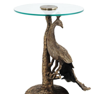 Cast Aluminum Sculptural Peacock Accent Table