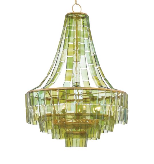 28 ' Recycled Bottle Glass Vintner Green Chandelier