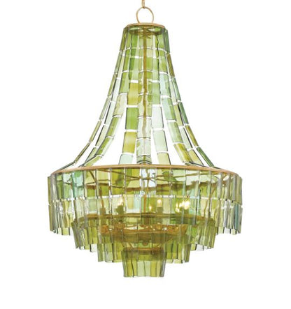 28 ' Recycled Bottle Glass Vintner Green Chandelier