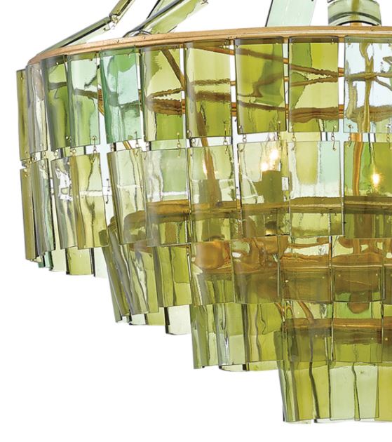 28 ' Recycled Bottle Glass Vintner Green Chandelier