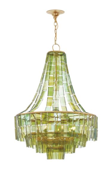 28 ' Recycled Bottle Glass Vintner Green Chandelier