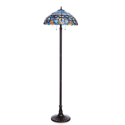  "NORA" Tiffany Style Victorian 2 Light Floor Lamp 18" Shade