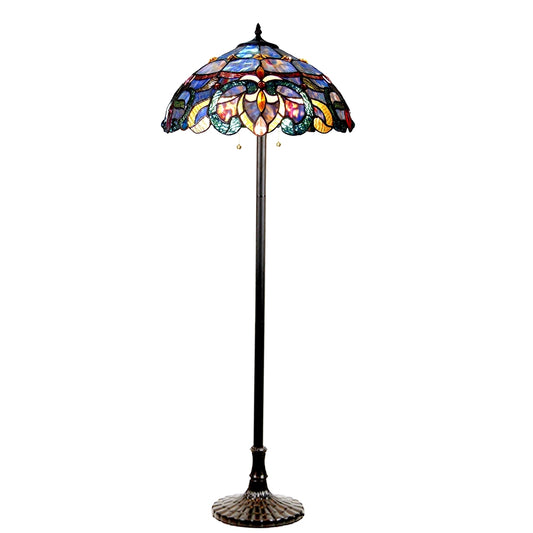  "NORA" Tiffany Style Victorian 2 Light Floor Lamp 18" Shade