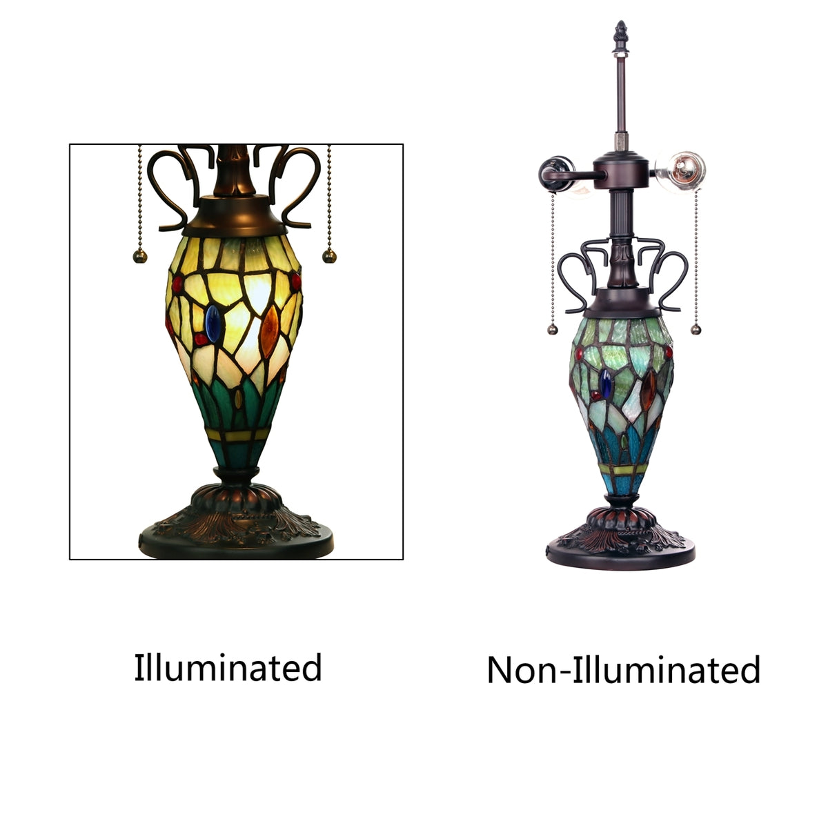 EMPRESS Tiffany-style Dark Bronze 3 Light Double Lit Table Lamp 16" Shade