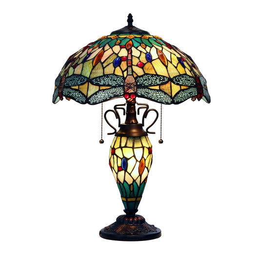 EMPRESS Tiffany-style Dark Bronze 3 Light Double Lit Table Lamp 16" Shade