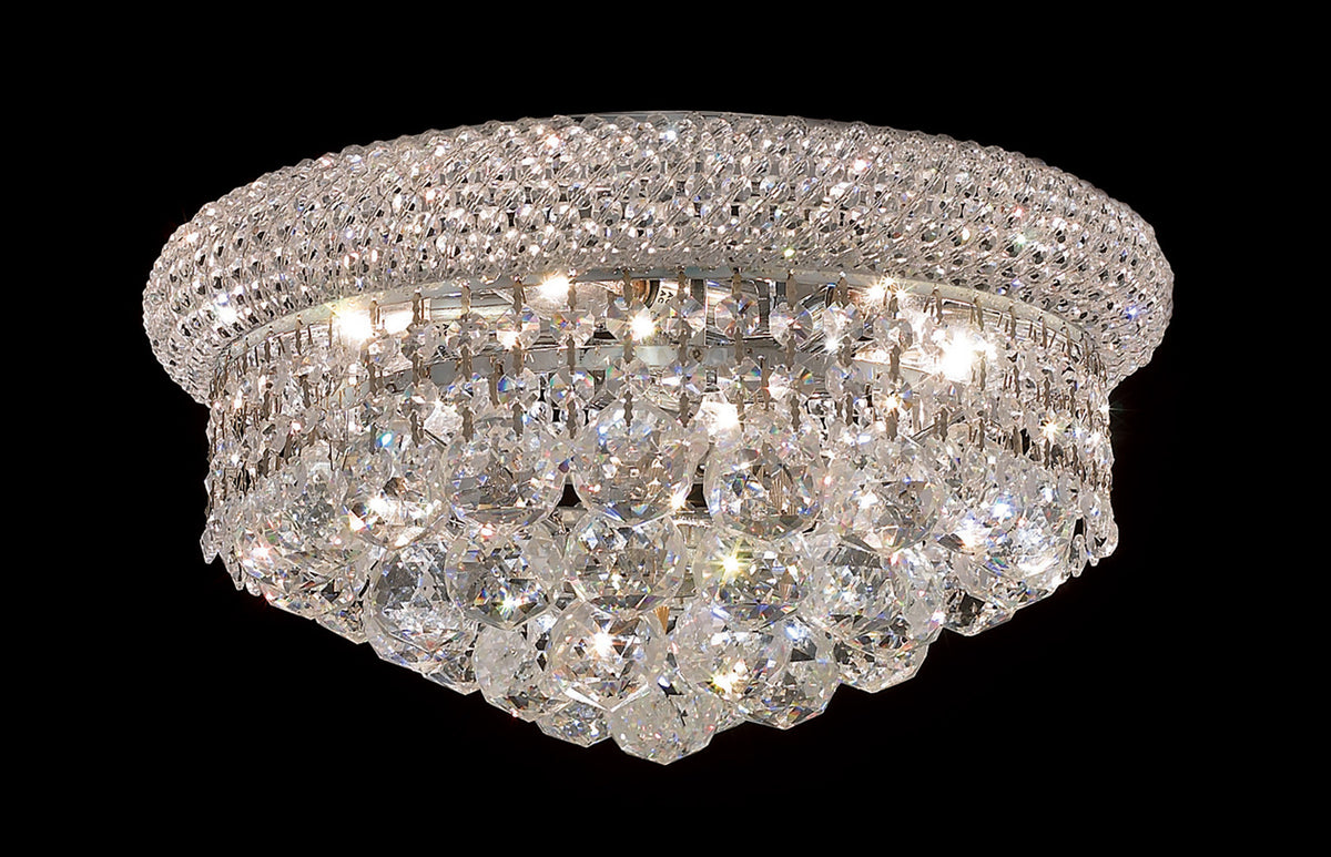 6 light Chrome Flush Mount Clear Royal Cut Crystal