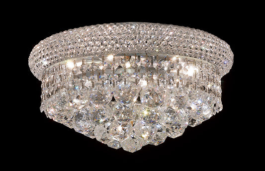 6 light Chrome Flush Mount Clear Royal Cut Crystal