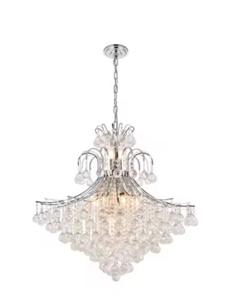 CRYSTAL BALL15 LIGHT CHANDELIER 31"